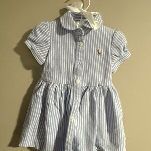 Ralph Lauren Baby Blue and White Striped Outfit